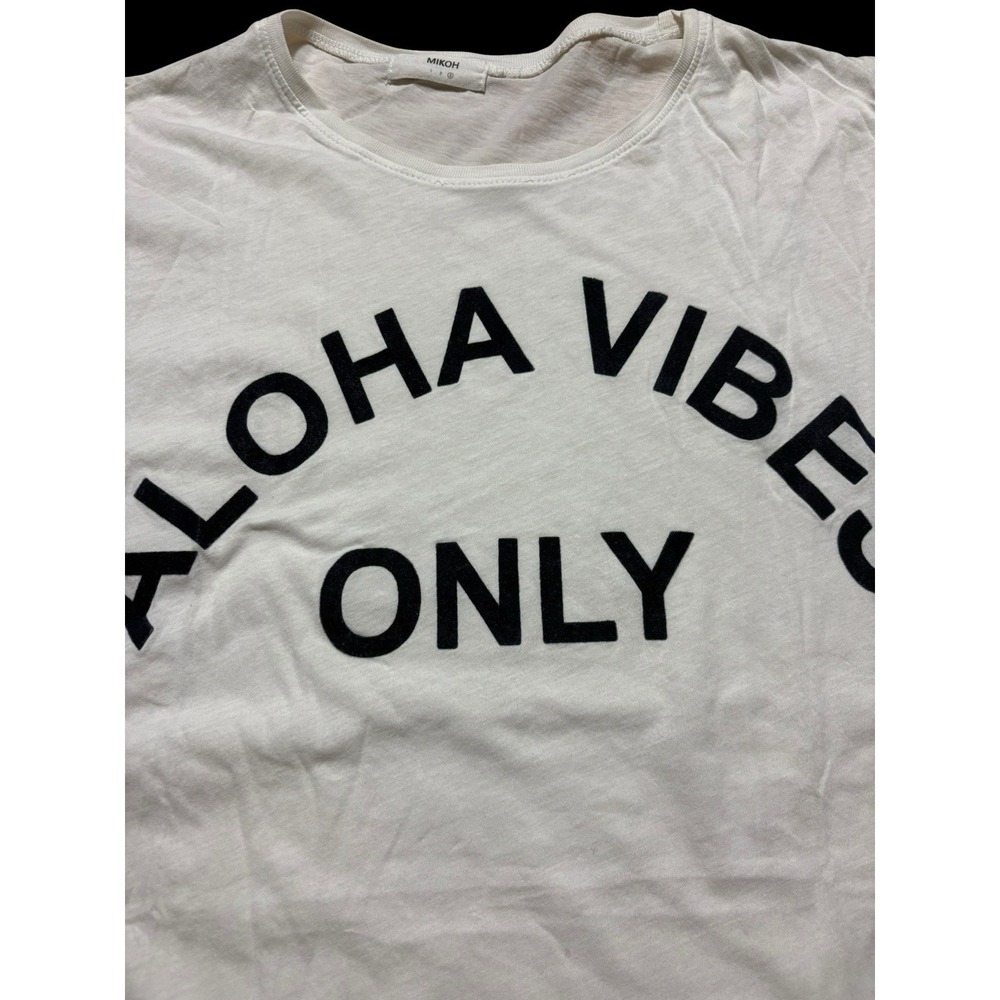 MIKOH "Aloha Vibes Only" White Tee Size 3 (L) Beach Boho 100% Cotton Graphic Tee - Picture 6 of 10